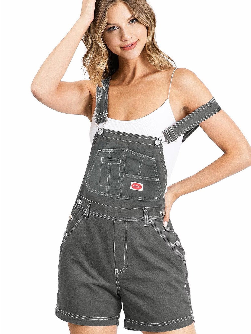 Revolt Gray Women’s Denim Short Overalls
